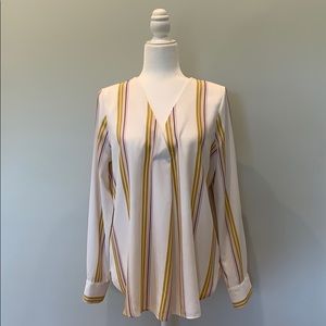Ann Taylor pin strip v neck blouse. Size Large.